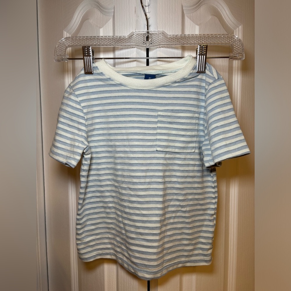 Old Navy - Boys Kids Blue and White Striped Summery Casual Short Sleeve Tee